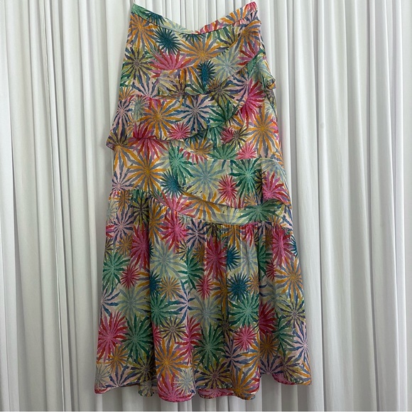 SALONI Marissa Printed Silk Tiered Midi Skirt Marissa Skirt In Whirlpool - Picture 5 of 9